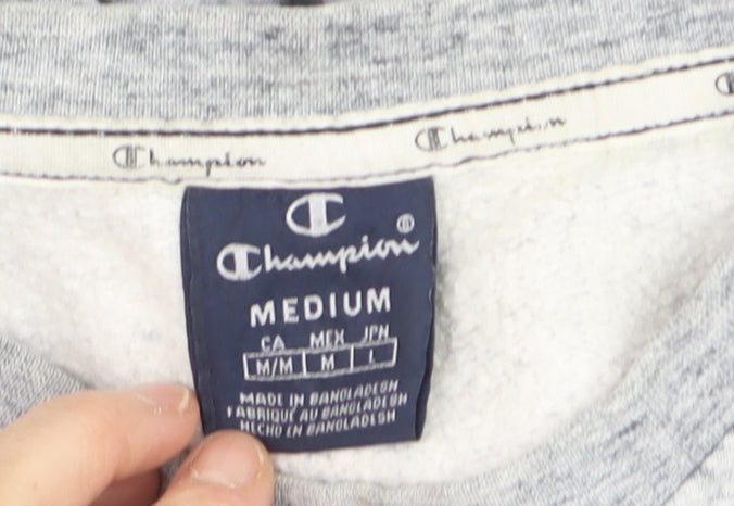 Champion Men's Grey Pullover Sweatshirt Medium Logo Crew Neck