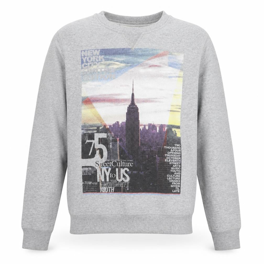 River Island Men's Grey Graphic Print Pullover Sweatshirt M