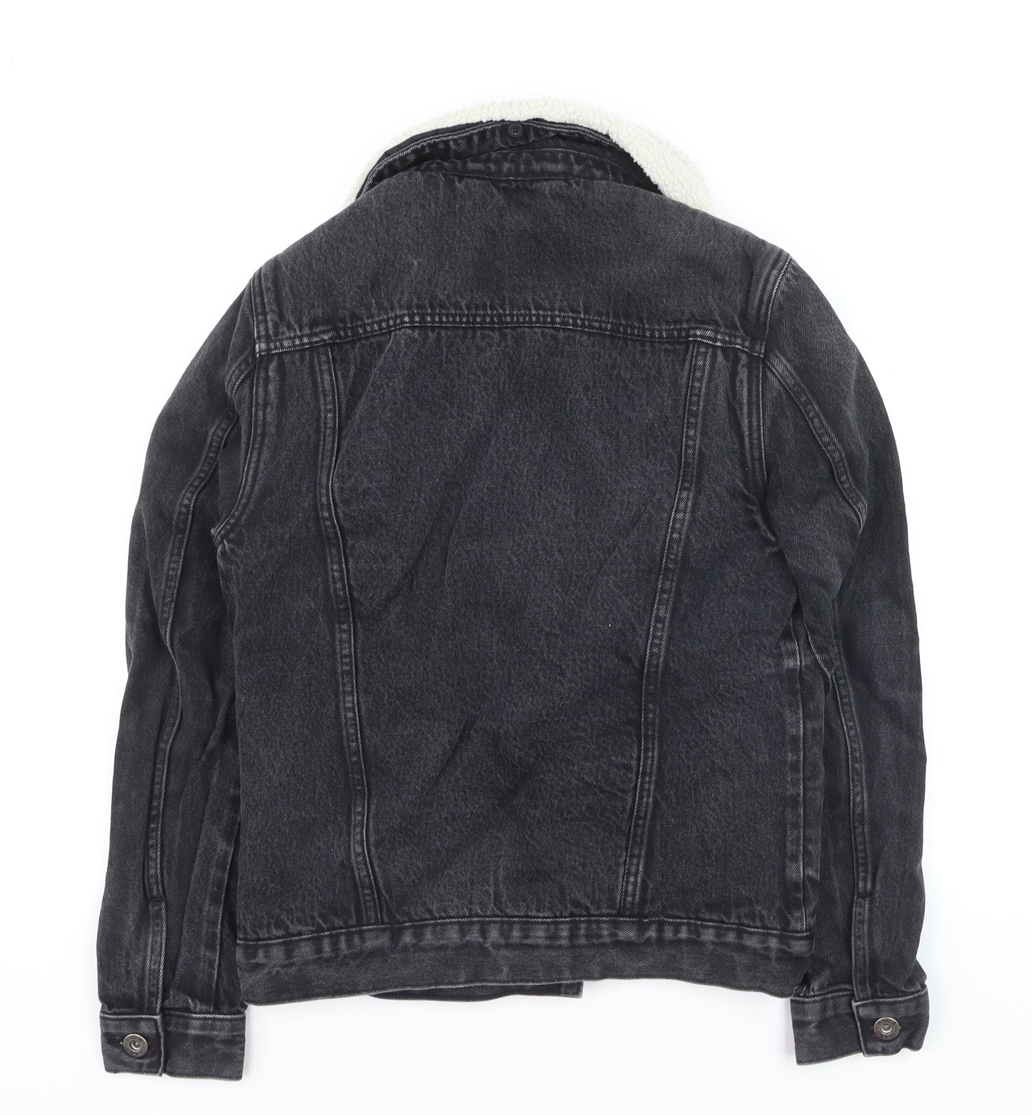River Island Women’s Black Denim Sherpa Collar Jacket Size M