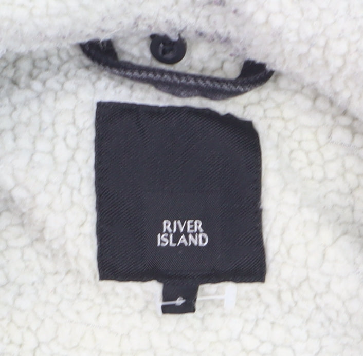 River Island Women’s Black Denim Sherpa Collar Jacket Size M