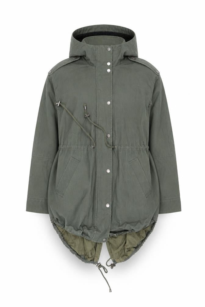 Sparkle & Fade Women's Green Cotton Hooded Parka Coat S