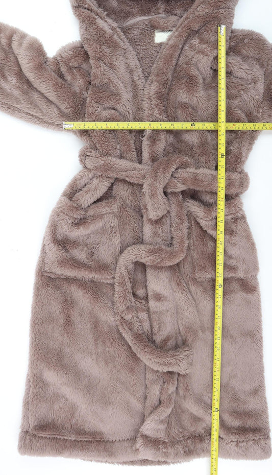 Marks and Spencer Women's Brown Fleece Hooded Robe Size S