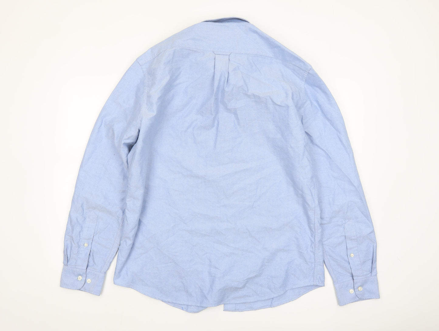 Marks and Spencer Men's Blue Regular Fit Oxford Button-Up Shirt L