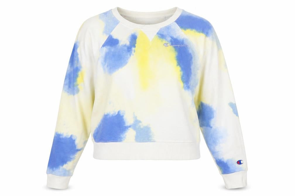 Champion Womens Blue Tie-Dye Pullover Sweatshirt Size M