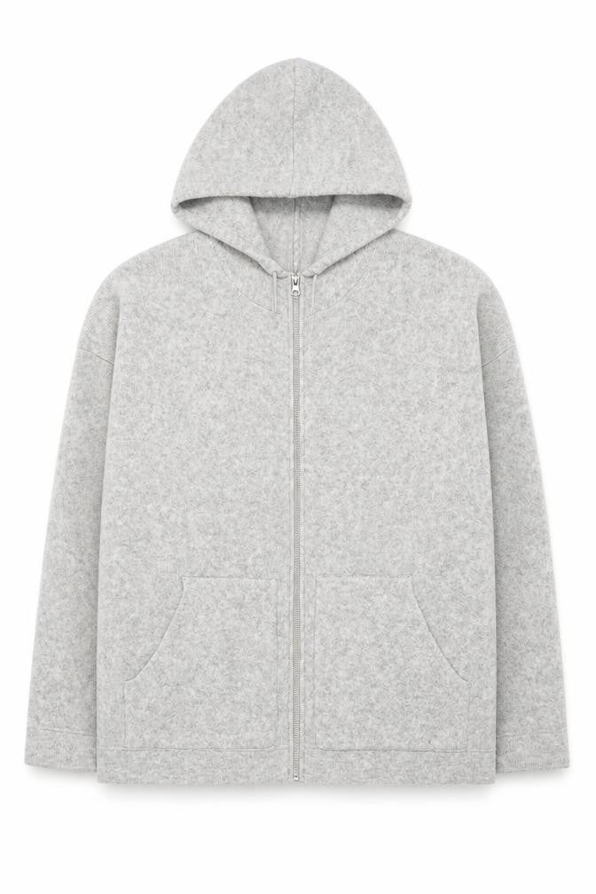 Primark Men’s Grey Wool Blend Zip Hooded Jumper Size L