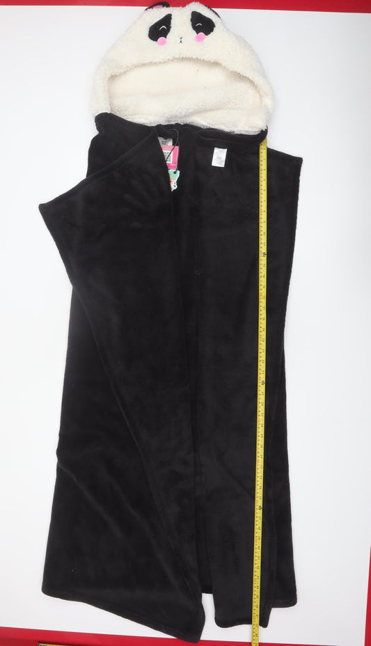 Chelsea Peers Women Black Fleece Panda Hooded Robe One Size