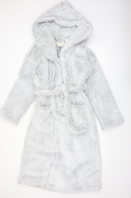Marks and Spencer Women's Grey Fleece Hooded Robe M