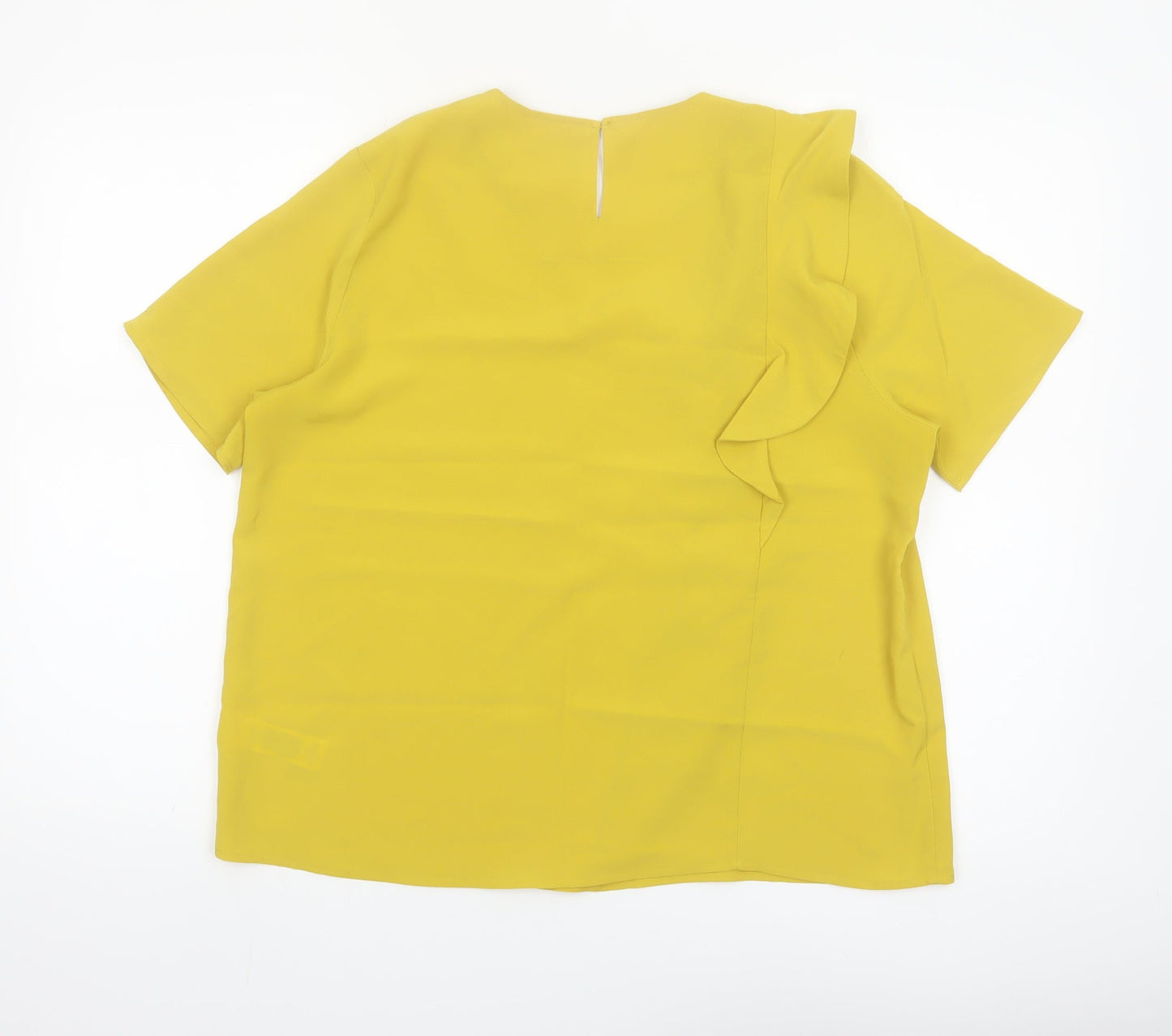 Marks and Spencer Women Petite Yellow Ruffle Blouse Size 14