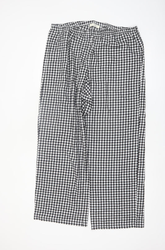 Marks and Spencer Women Black Check Cotton Pyjama Pants L