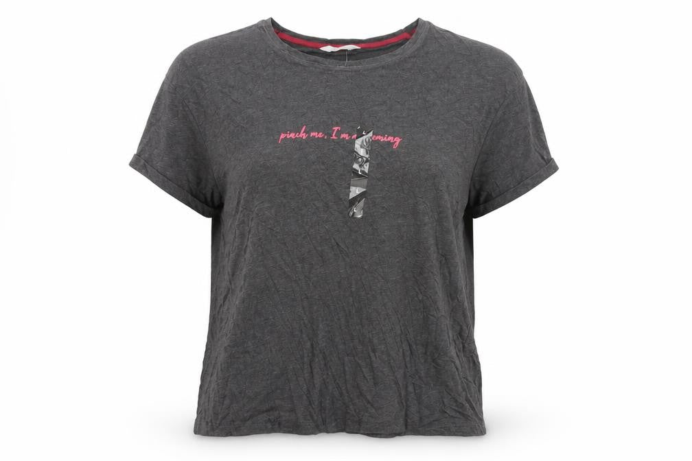 Marks and Spencer Women's Grey Funny T-Shirt Pyjama Top L