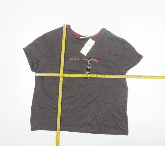 Marks and Spencer Women's Grey Funny T-Shirt Pyjama Top L