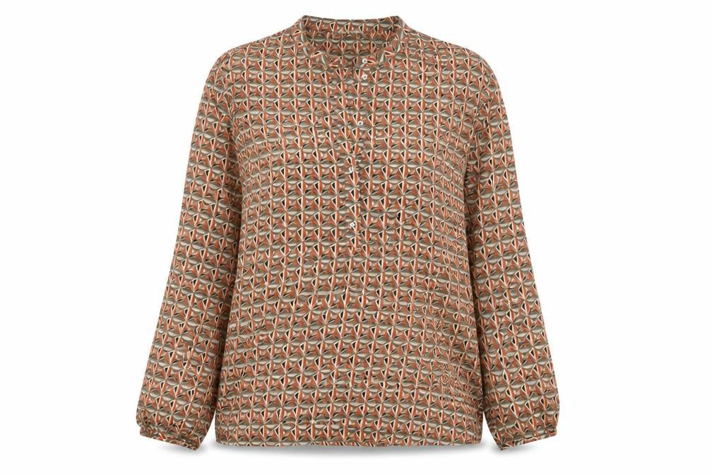 Gallery Women's Multicoloured Geometric Polyester Long Sleeve Tunic Blouse Size 16