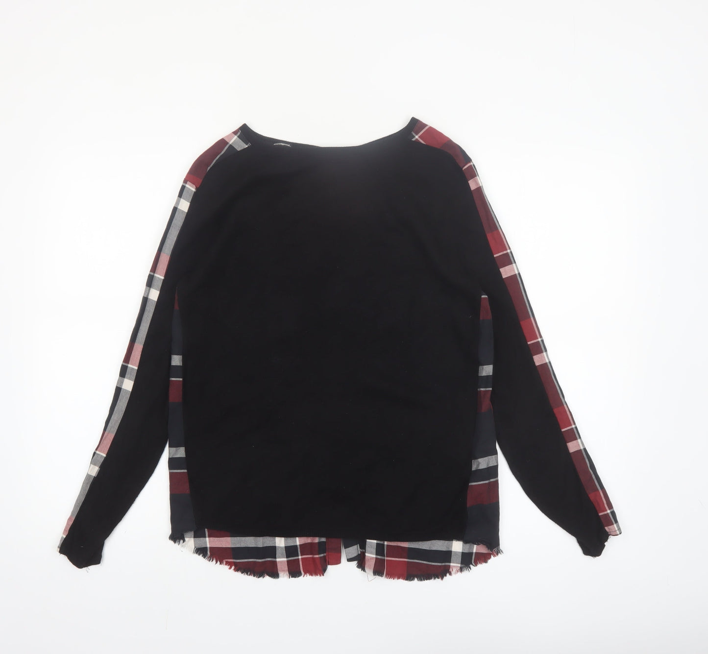 Desigual Womens Black Check Tunic Blouse XS Long Sleeve