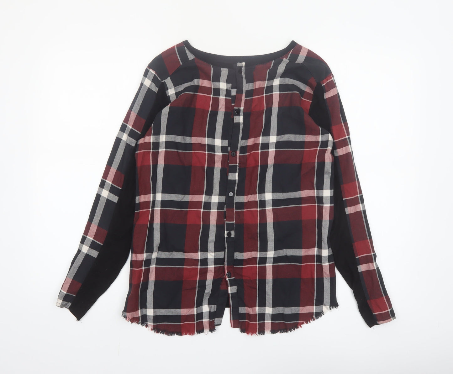 Desigual Womens Black Check Tunic Blouse XS Long Sleeve