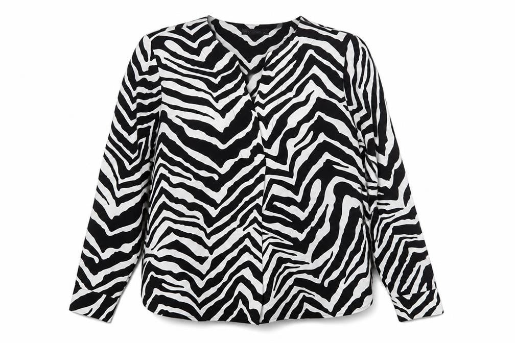 Marks & Spencer Girls Black White Zebra Print Long Sleeve Blouse Size 14