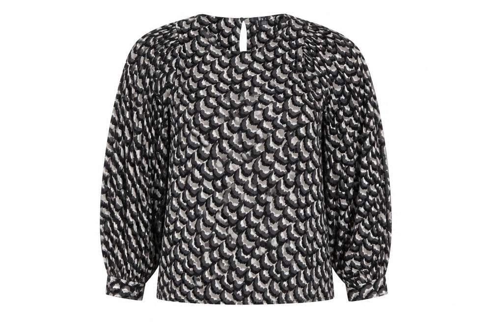 Vero Moda Womens Black Abstract Chiffon Long Sleeve Blouse Size L