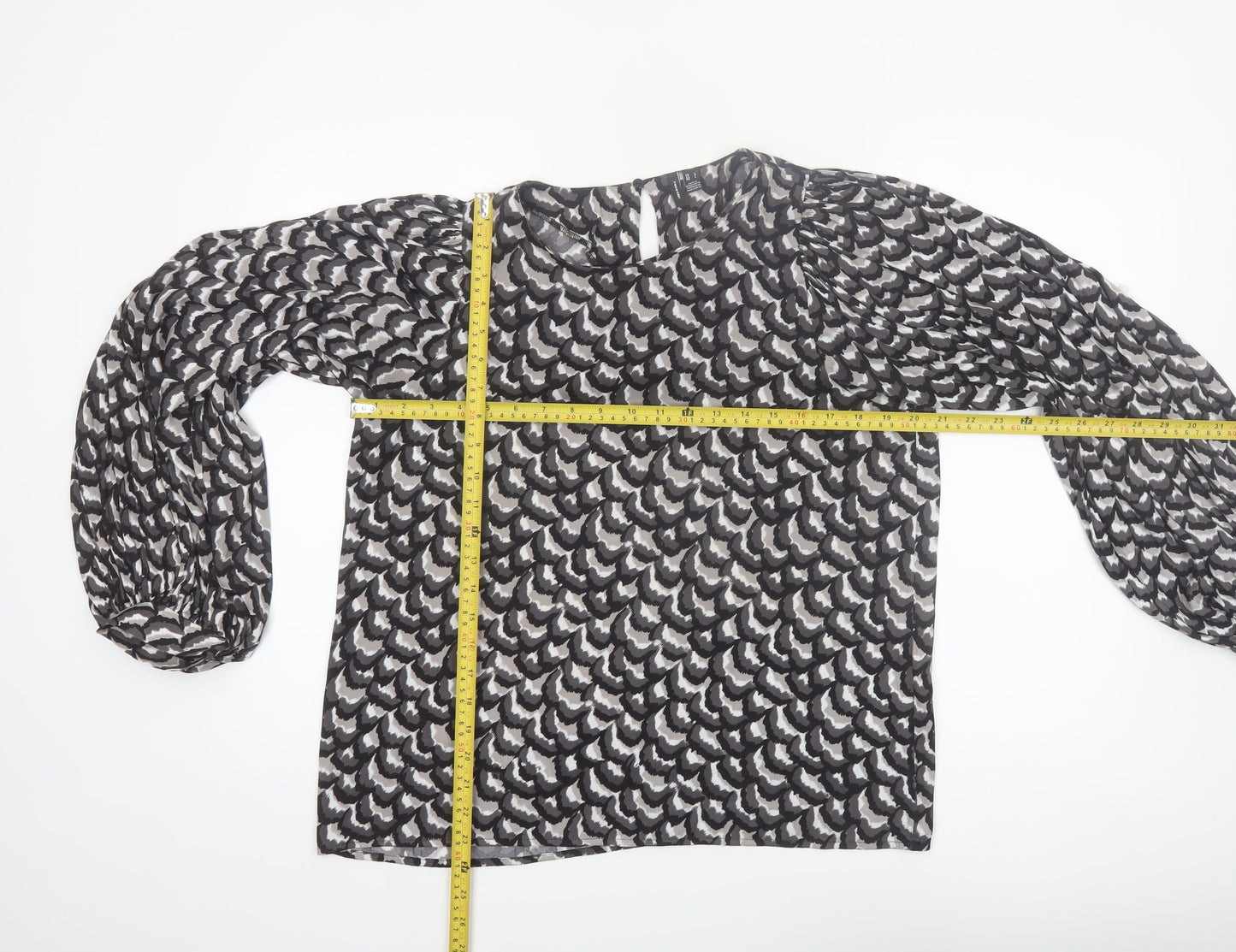 Vero Moda Womens Black Abstract Chiffon Long Sleeve Blouse Size L