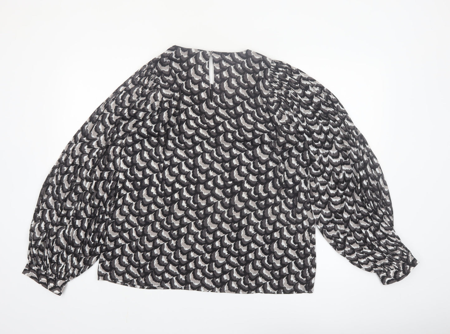 Vero Moda Womens Black Abstract Chiffon Long Sleeve Blouse Size L