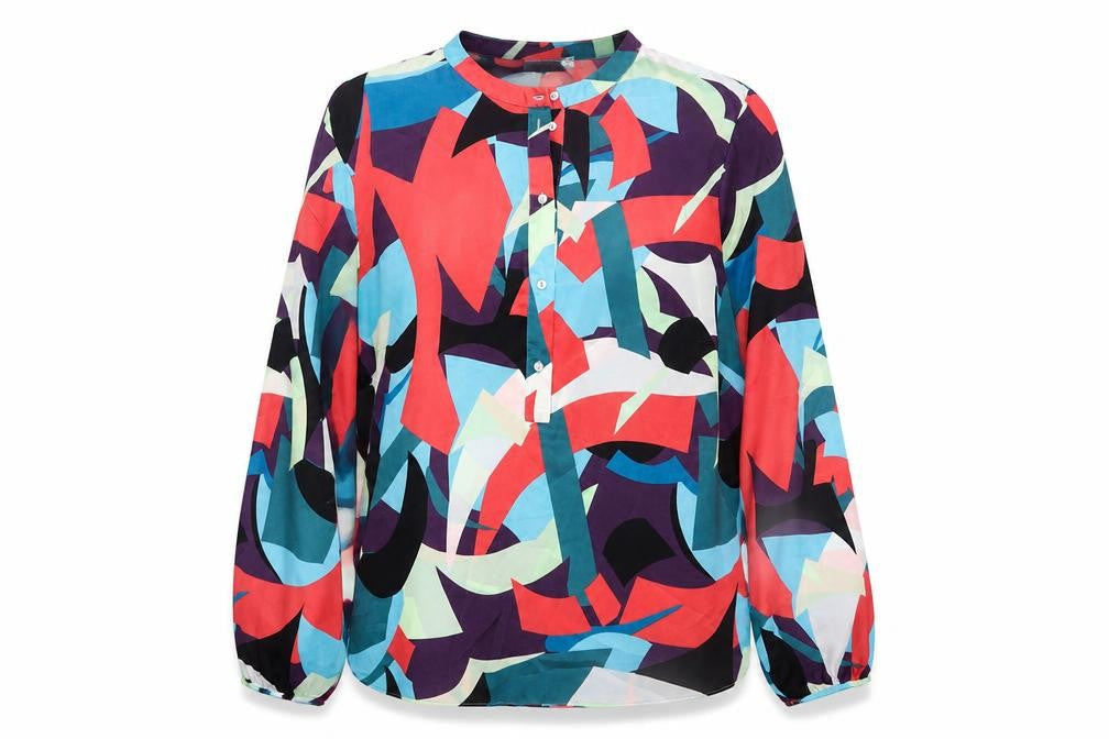 Gallery Women’s Multicoloured Geometric Long Sleeve Polyester Blouse Size 16