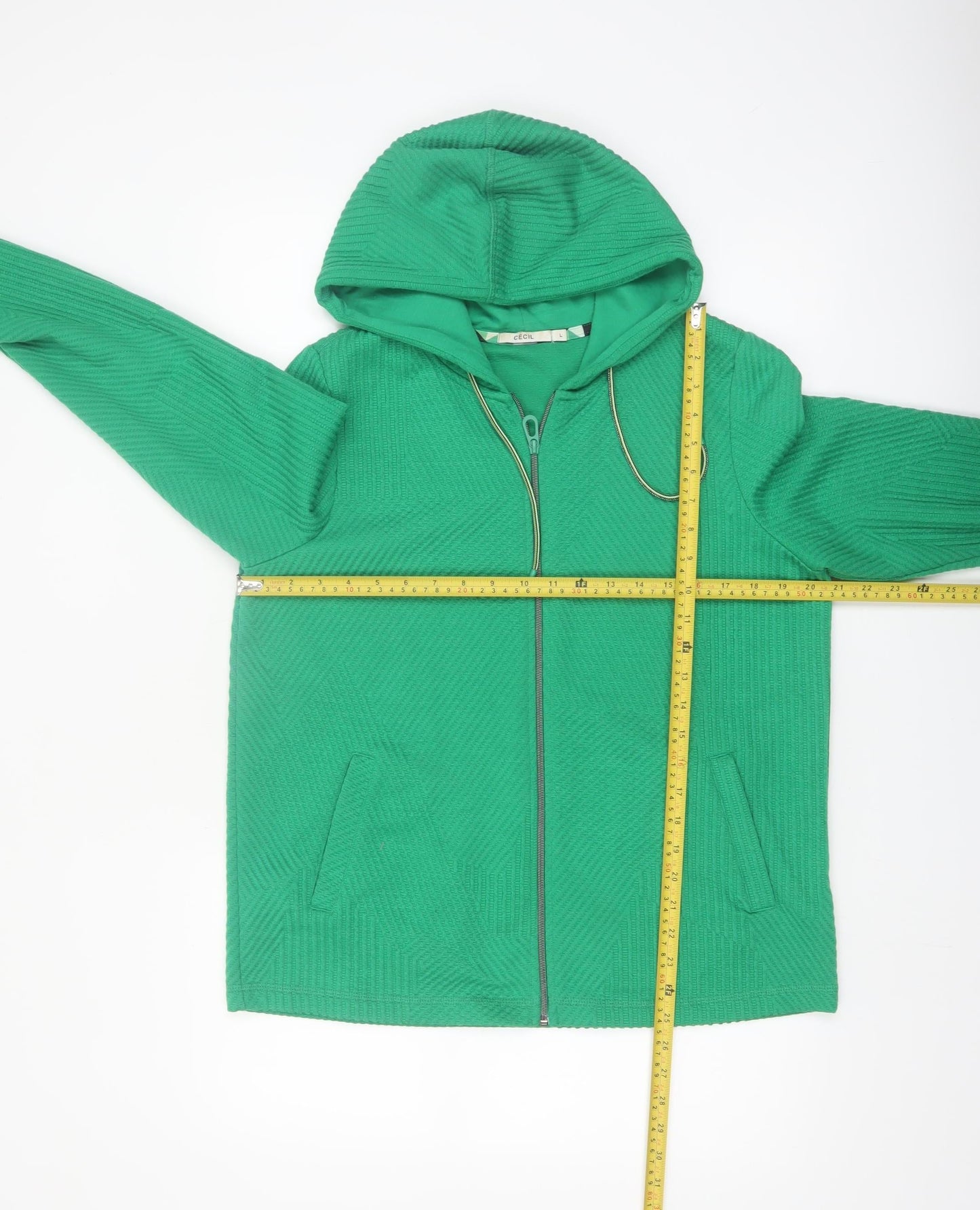 Cecil Women’s Green Full Zip Hooded Sweatshirt Size L Polyester Blend