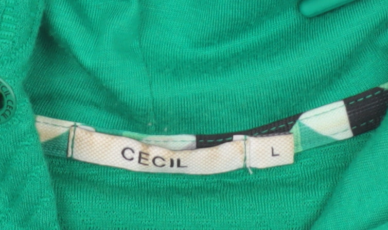 Cecil Women’s Green Full Zip Hooded Sweatshirt Size L Polyester Blend