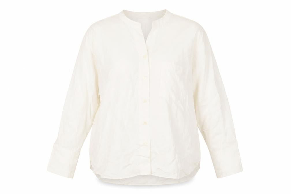 Zara Women Ivory Viscose Long Sleeve Button Blouse XL