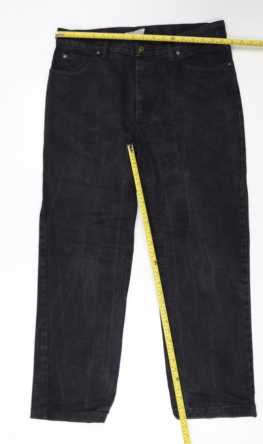 Lee Men's Black Straight Regular Fit Denim Jeans 36x34