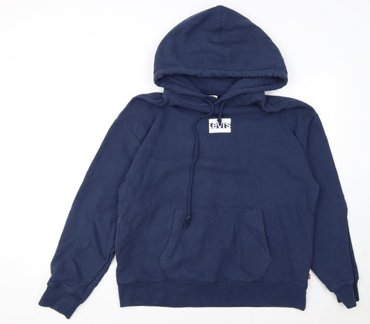 Levi's Women's Navy Blue Pullover Hoodie L Cotton Logo Casual