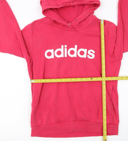 Adidas Womens Pink Pullover Hoodie Size M 12-14 Cotton Blend