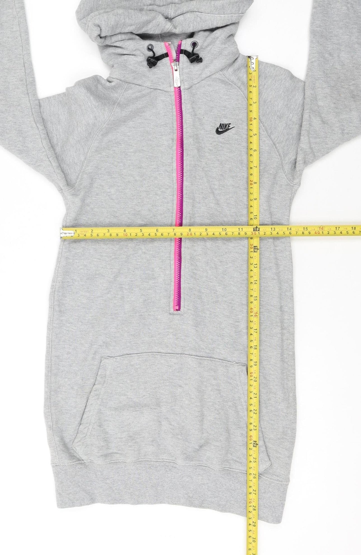Nike Womens Grey XS 1/4 Zip Hooded Sweatshirt