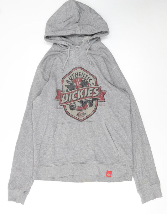 Dickies Women's Grey Pullover Hoodie Medium Authentic Logo Graphic