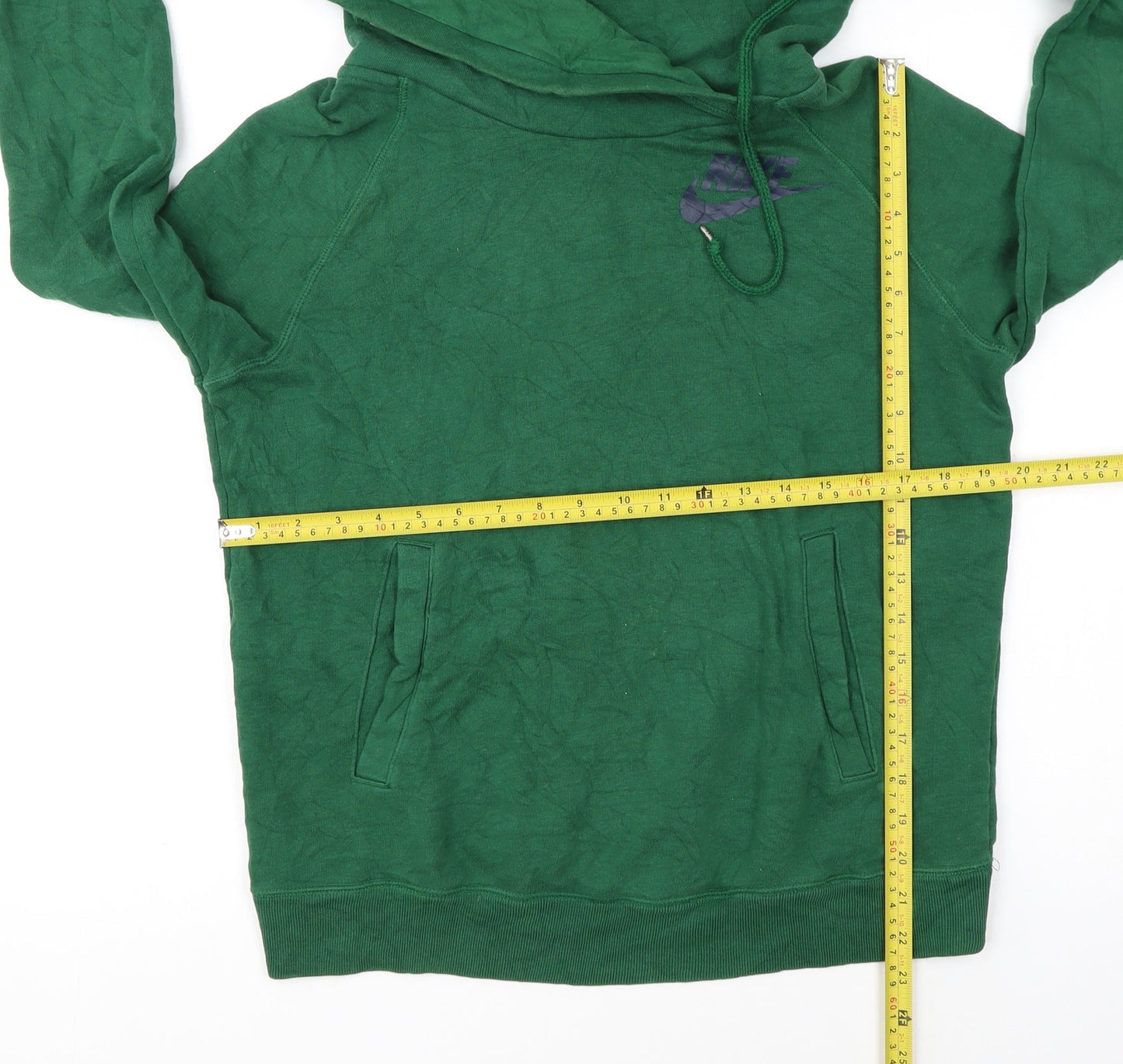 Nike Women’s Green Pullover Hoodie Medium Logo Print Sportswear