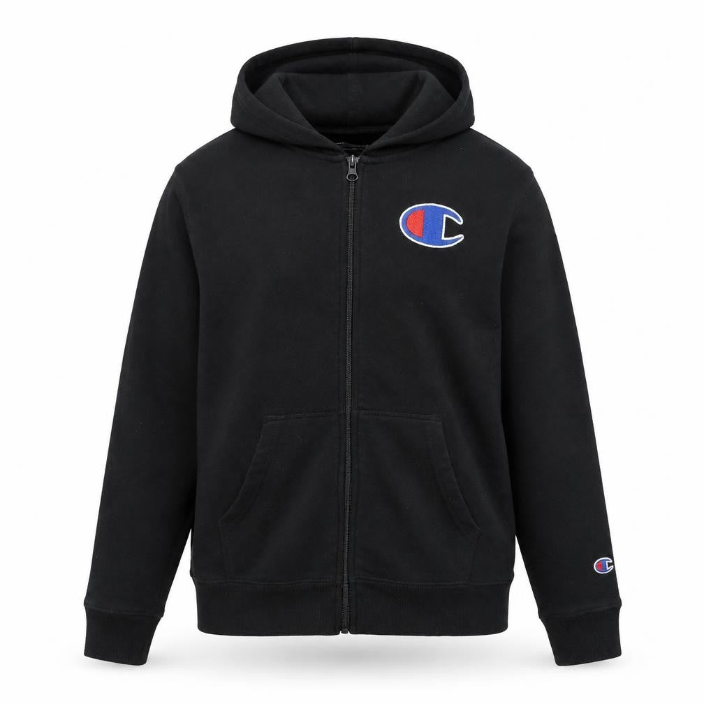 Champion Boys Black Full Zip Hoodie Size L Cotton Blend Athleticwear