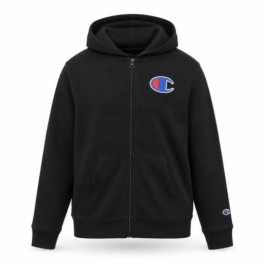 Champion Boys Black Full Zip Hoodie Size L Cotton Blend Athleticwear