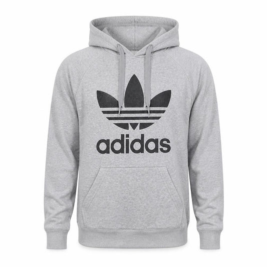 Adidas Men's Grey Pullover Hoodie Small Logo Fleece Sweatshirt