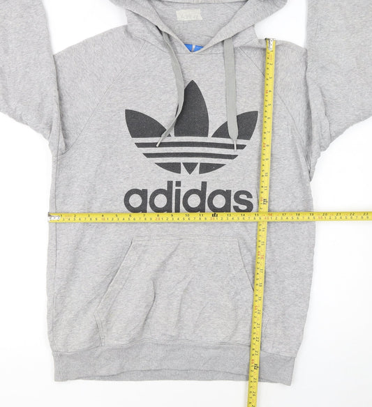 Adidas Men's Grey Pullover Hoodie Small Logo Fleece Sweatshirt