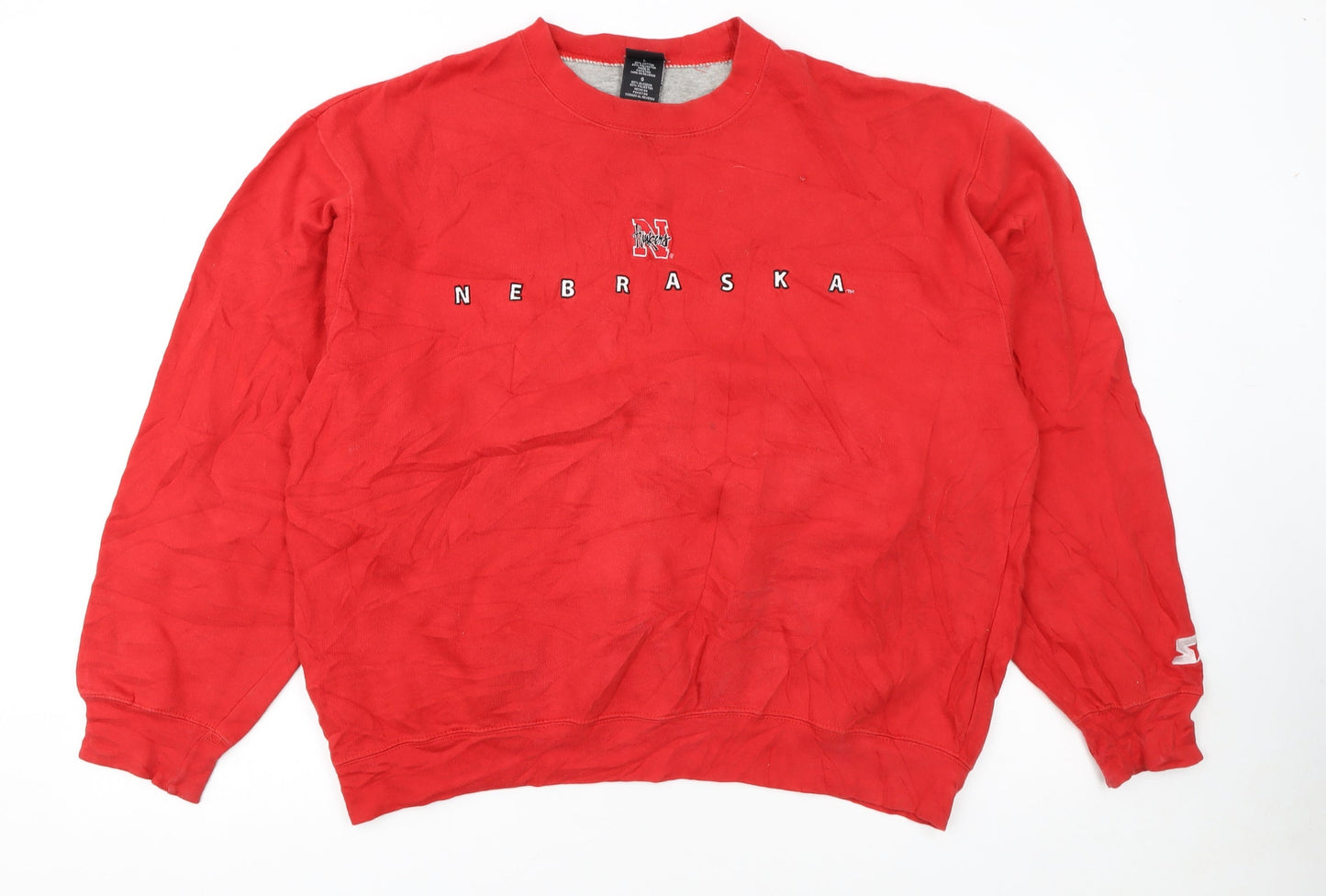 Starter Team Nebraska Red Crew Neck Sweatshirt Women L Cotton Blend