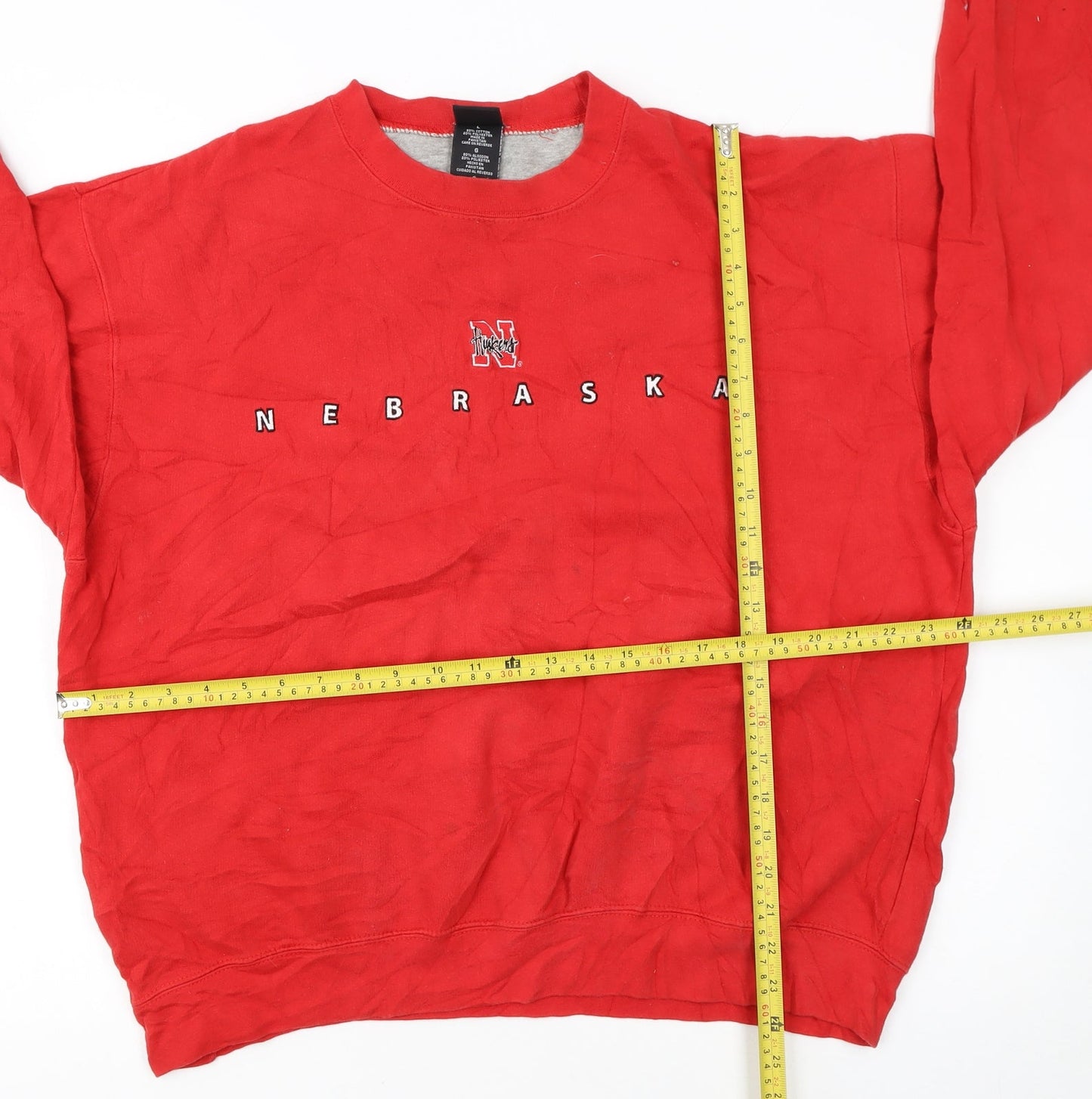 Starter Team Nebraska Red Crew Neck Sweatshirt Women L Cotton Blend