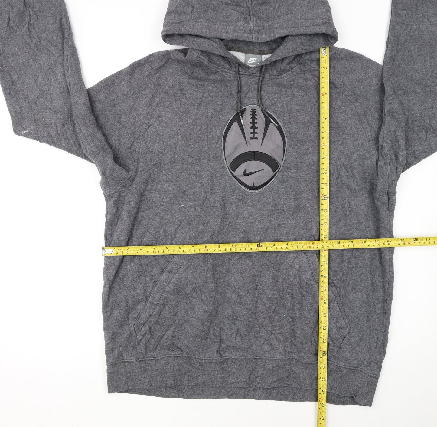 Nike Mens Grey Pullover Hoodie L Graphic Print Sports Fleece