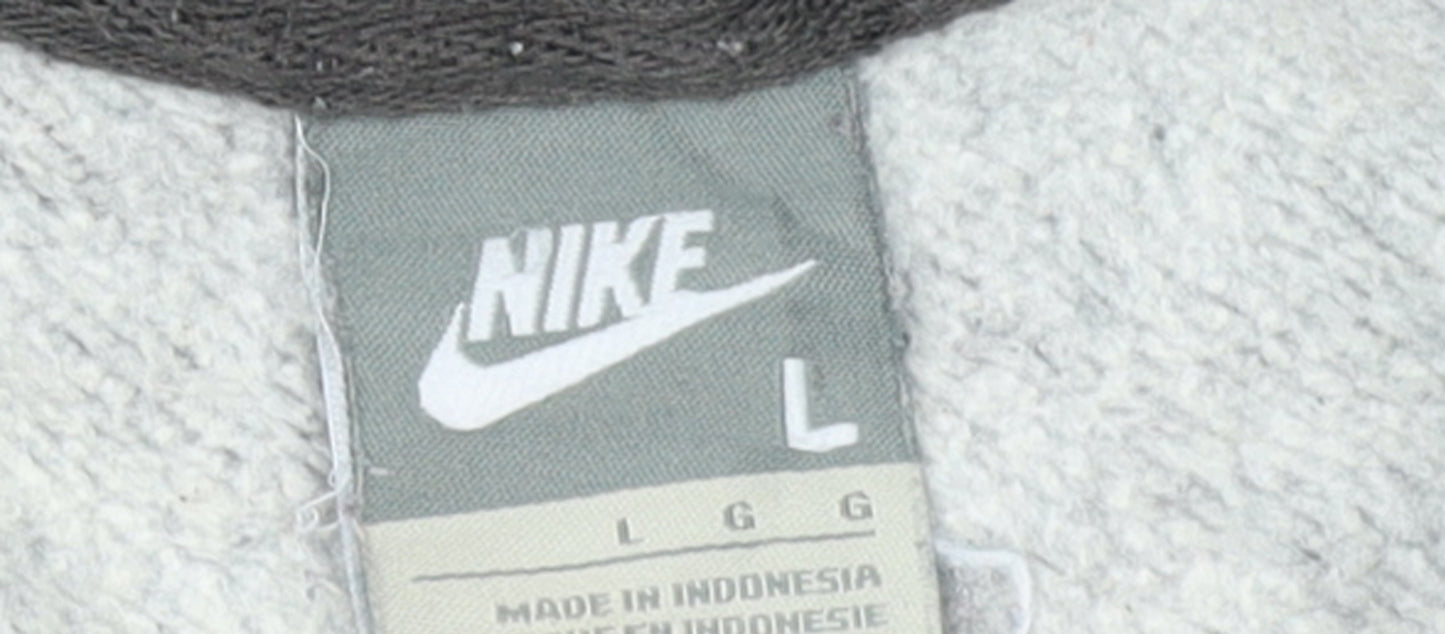 Nike Mens Grey Pullover Hoodie L Graphic Print Sports Fleece