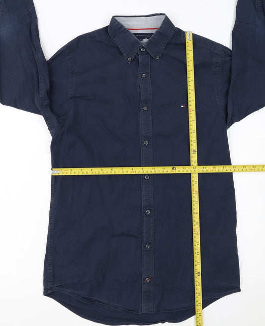 Tommy Hilfiger Men's Blue Slim Fit Stretch Button-Up Shirt S