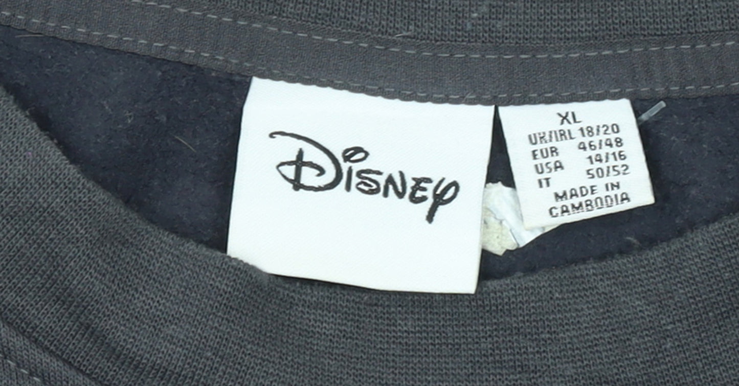 Disney Women Black Mickey Mouse Pullover Sweatshirt XL