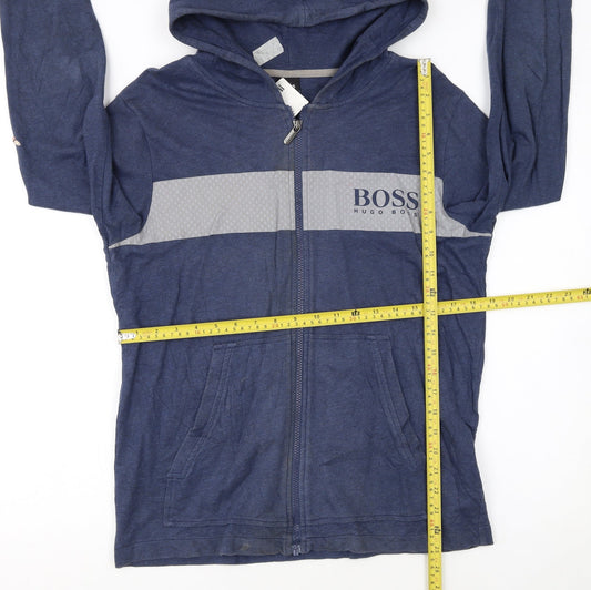 Hugo Boss Men's Blue Full Zip Hoodie Size S Jersey Cotton