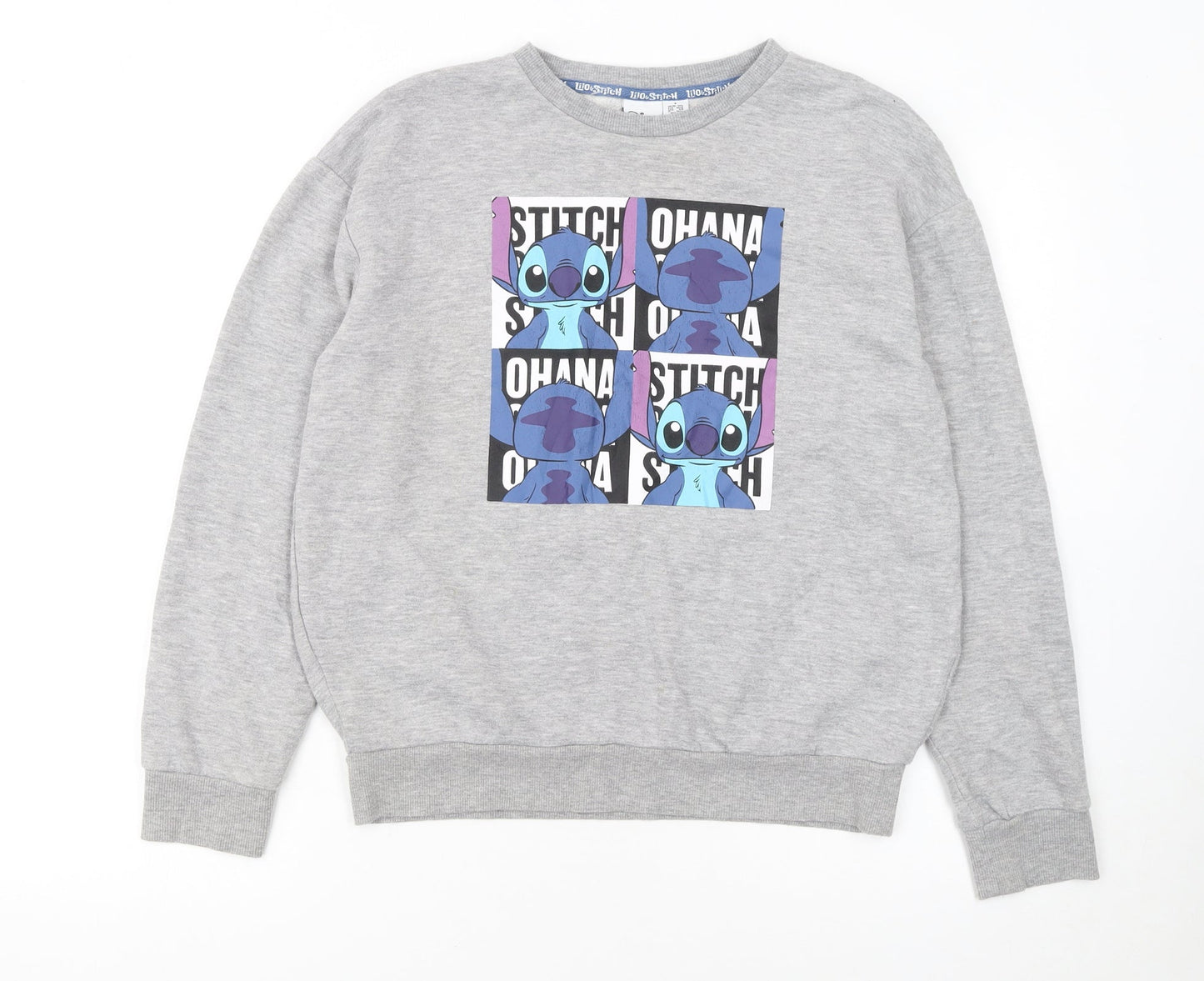 Disney Women Grey Stitch Ohana Sweatshirt Size 10/12 Small