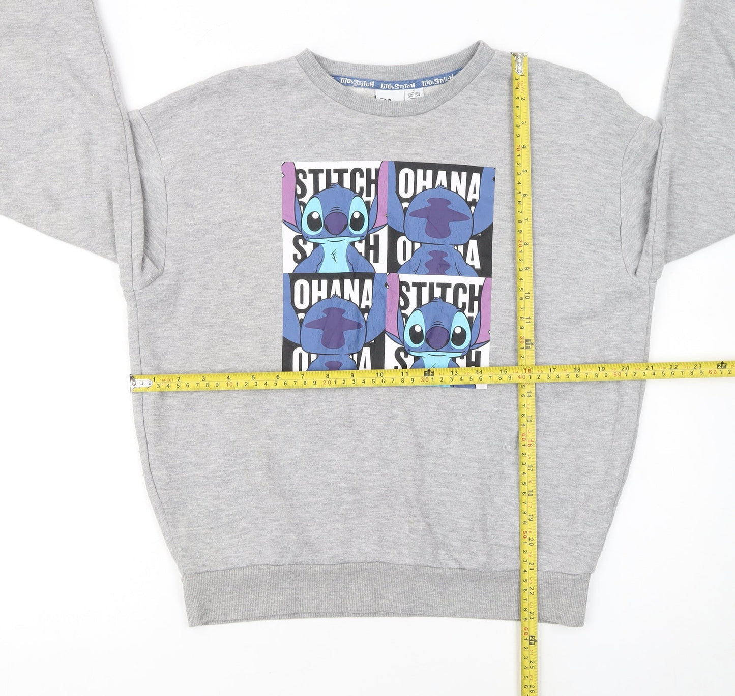 Disney Women Grey Stitch Ohana Sweatshirt Size 10/12 Small