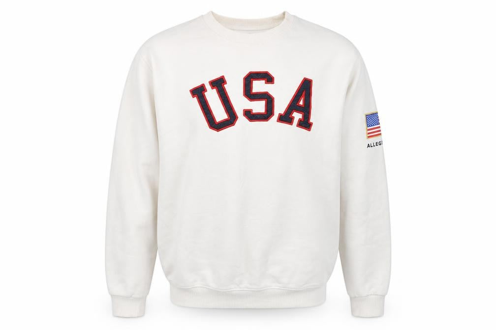 Allegiance Mens White USA Crew Neck Pullover Sweatshirt M