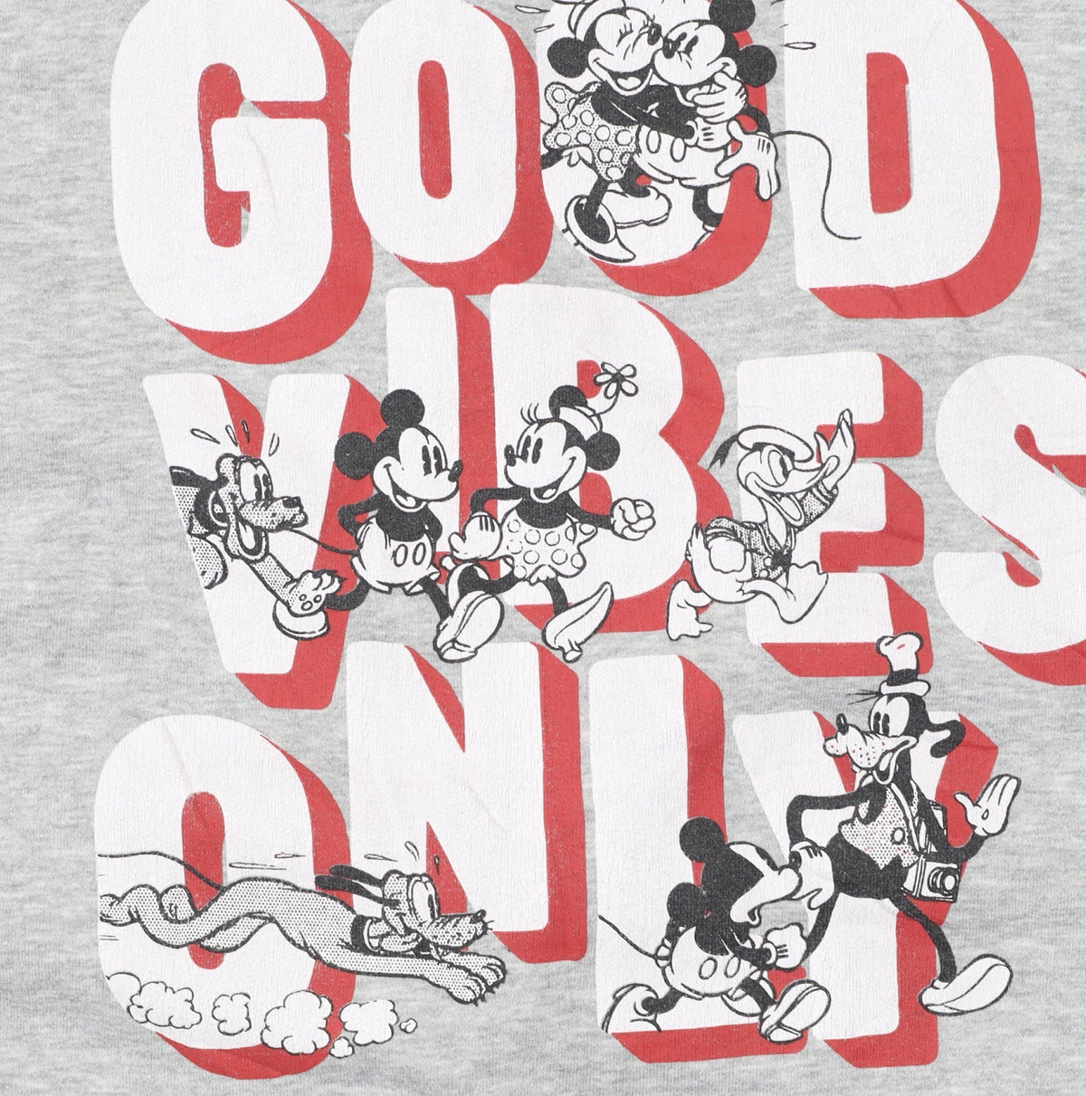 Disney Women Grey XL Sweatshirt Mickey & Friends Good Vibes Only