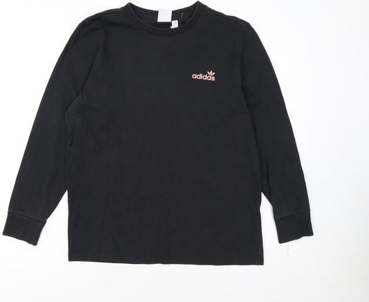 Adidas Women Black Long Sleeve Crew Neck Pullover Sweatshirt UK 10