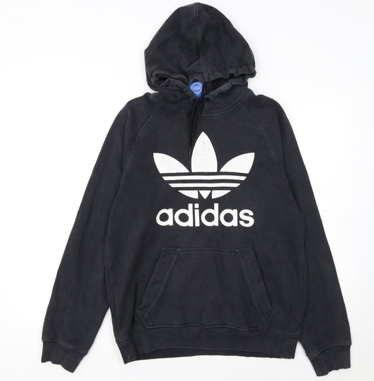 Adidas Men's Black Pullover Hoodie Small Logo Fleece Sweatshirt
