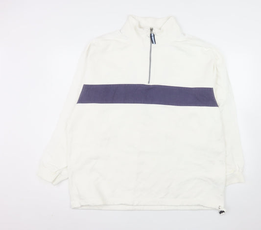 Sebago Men's White 2XL 1/4 Zip Cotton Pullover Sweatshirt